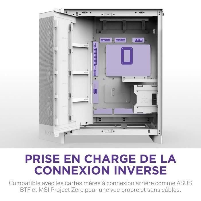 NZXT CM-H92FW-01 H9 Flow RGB+ Dual-Chamber Mid-Tower Case Blanco con ventana lateral, optimizada para PC Gaming 4