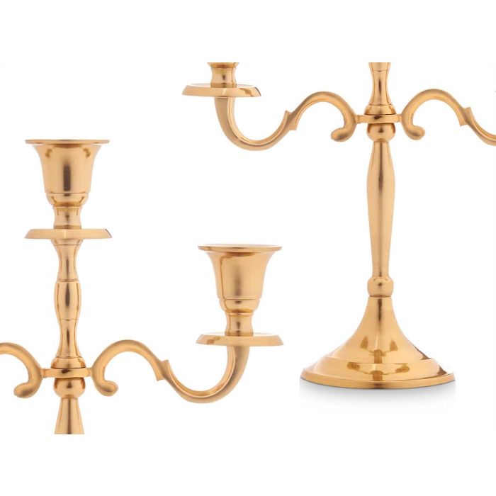 Candelabro 3 Velas Dorado 28Cm Giftdecor (6 Unidades) 2 Candelabro 3 Velas Dorado 28Cm Giftdecor (6 Unidades) 2