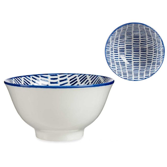 Bowl Vessia 16 cm Azul con Dibujo Lineas - Porcelana, 500 ml (24 Unidades) Bowl Vessia 16 cm Azul con Dibujo Lineas - Porcelana, 500 ml (24 Unidades)