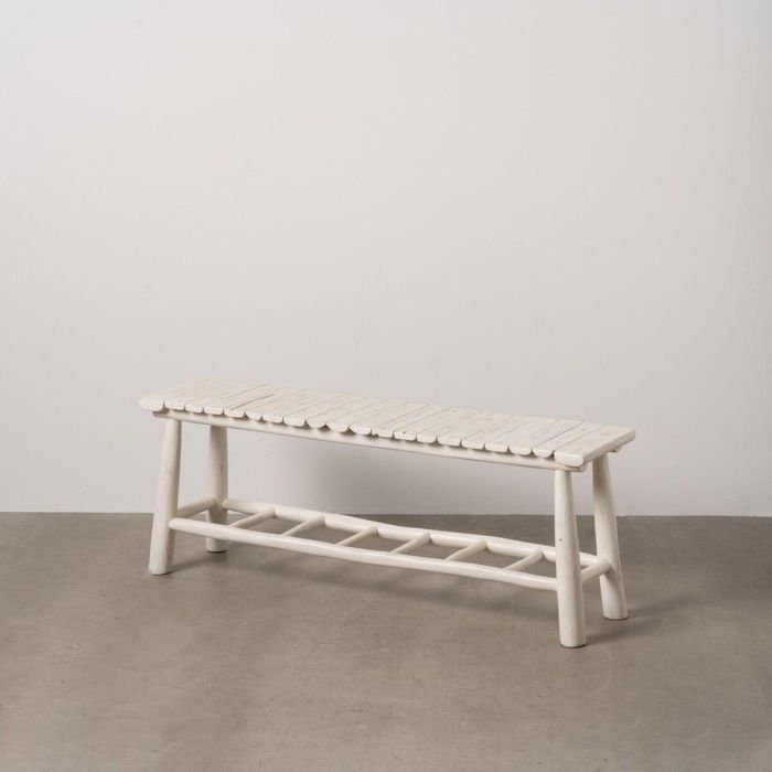 Banqueta Blanco madera de teca 120 x 30 x 45 cm 6