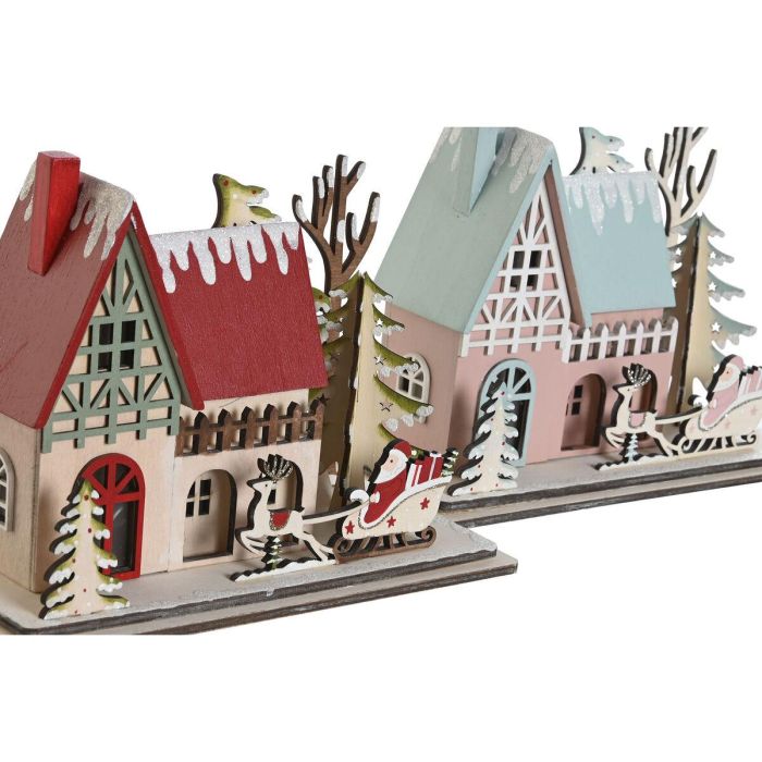 Casa Navidad Fantasia DKD Home Decor Rosa Palo Rojo 11 x 20.5 x 23.5 cm (2 Unidades) 1 Casa Navidad Fantasia DKD Home Decor Rosa Palo Rojo 11 x 20.5 x 23.5 cm (2 Unidades) 1
