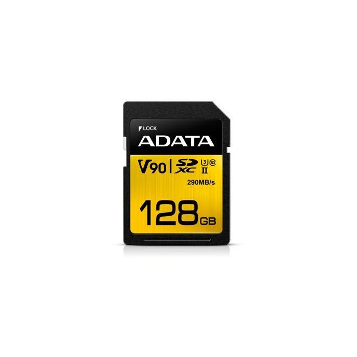 ADATA Tarjeta de Memoria SDXC UHS-II U3 Class 10 de 128GB, Velocidad Lectura 290MB/s, Escritura 260MB/s, Negra y Oro 0 ADATA Tarjeta de Memoria SDXC UHS-II U3 Class 10 de 128GB, Velocidad Lectura 290MB/s, Escritura 260MB/s, Negra y Oro 0
