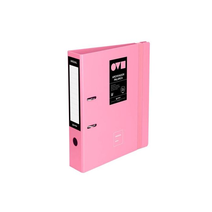 Grafoplás 17262853 Archivador A4 65mm Polyfoam Unequal Minimal Rosa, Mecanismo Palanca, Cierre Goma Plana, Ultraligero