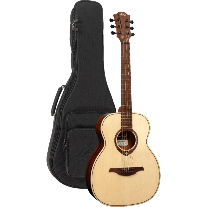 LAG Guitarra Acústica Lâg Travel Spruce Natural Folk Tapa Abeto Engelmann Macizo Fondo Y Aros Caoba Brillante 6 Cuerdas 1
