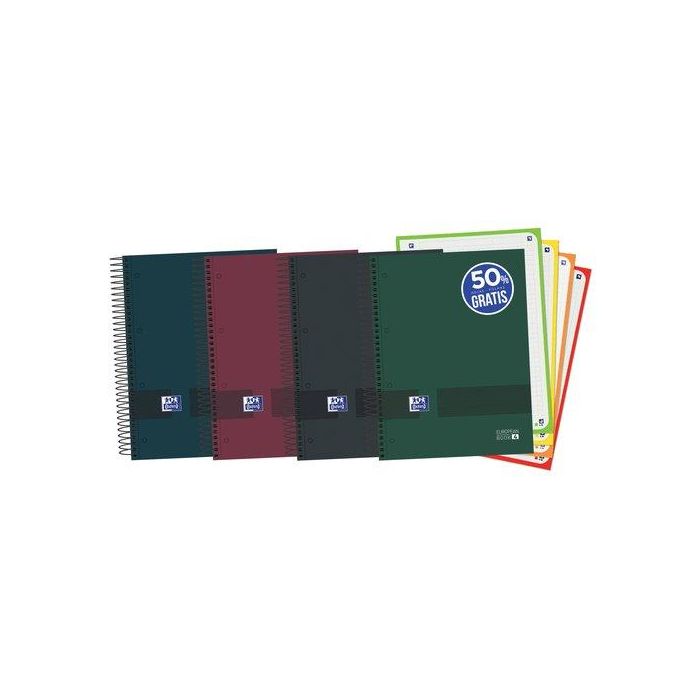 Bloc Oxford School Eu.Book 5 Oxford&You Micro.Tapa Extra A5+ 120H Cuadric.5X5 90G Surtido (Col.Neutros) 5 unidades