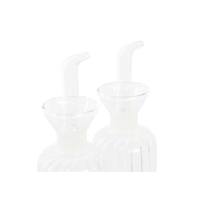 DKD Home Decor Set de 2 Aceitera Vinagrera Transparente Natural Borosilicato Acacia 7.5 x 21 x 14 cm 2