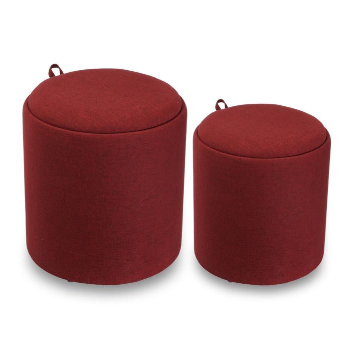 Set 2 Puffs Marsala Con Bandeja Versa 39X44CM Set 2 Puffs Marsala Con Bandeja Versa 39X44CM