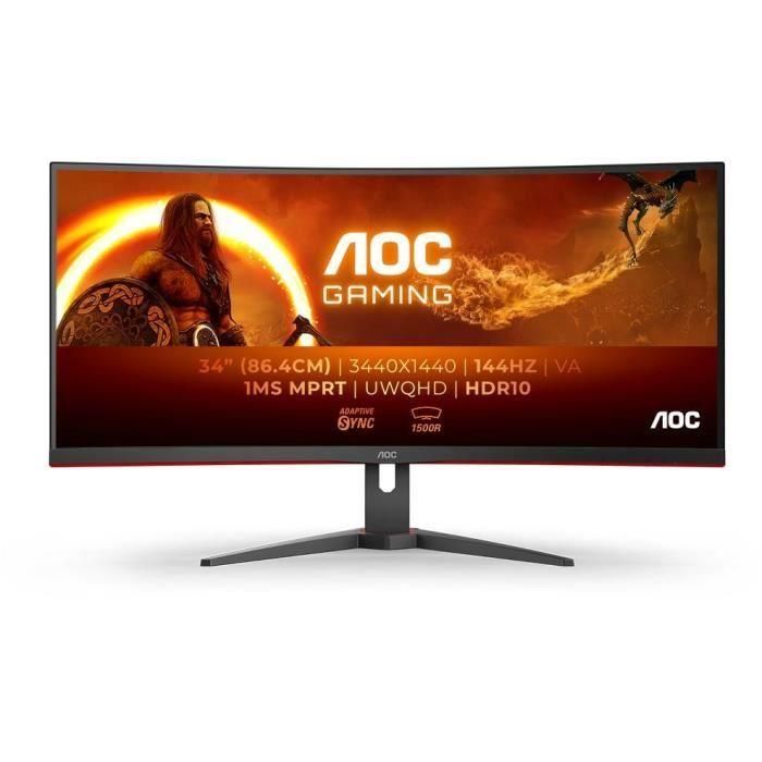 AOC CU34G2XE 34 WQHD Monitor PC Curvo Panel VA 144Hz 1ms 1 HDMI 1DP Sincronización Adaptativa Negro