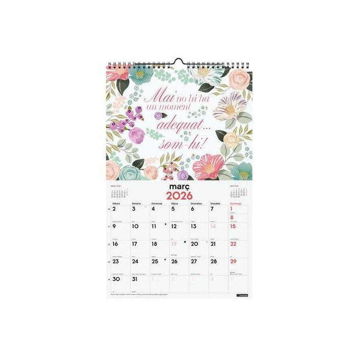 Calendari (2026) Catalan Finocam Paret Espiral Imatges Mensual Per Escriure 250X400 Frases