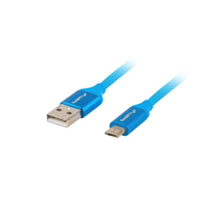 Lanberg Cable USB 2.0 Macho Micro a Macho USB, 1m, Azul, Cable de Tela Trenzada, Conectores Bañados en Oro, Soporta Quick Charge 3.0 Lanberg Cable USB 2.0 Macho Micro a Macho USB, 1m, Azul, Cable de Tela Trenzada, Conectores Bañados en Oro, Soporta Quick Charge 3.0