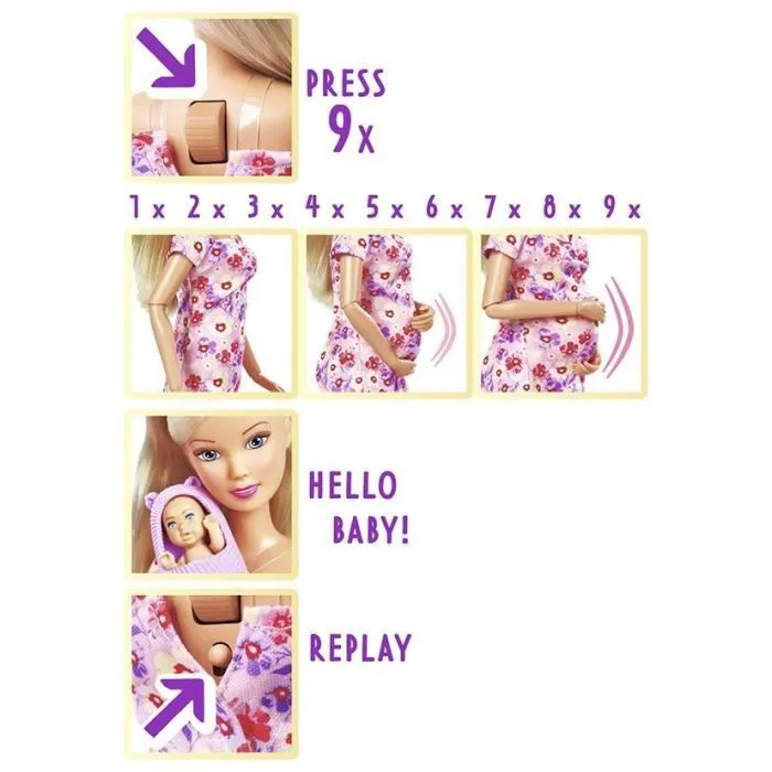 Simba Steffi Love Muñeca Mamá Embarazada 29cm con Barriga Expandible y Accesorios Bebé 4