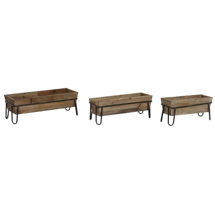 Macetero Cottage DKD Home Decor Marron Oscuro 21 x 18.5 x 55 cm Set de 3