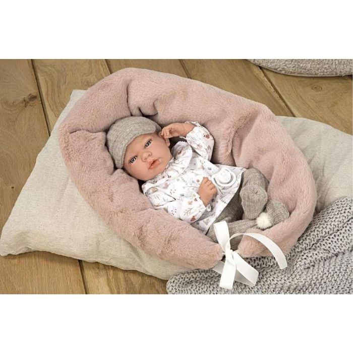 Muñeca elegance andie gris con cojin lactancia, incluye chupete (muñeco de peso)40 cm 5