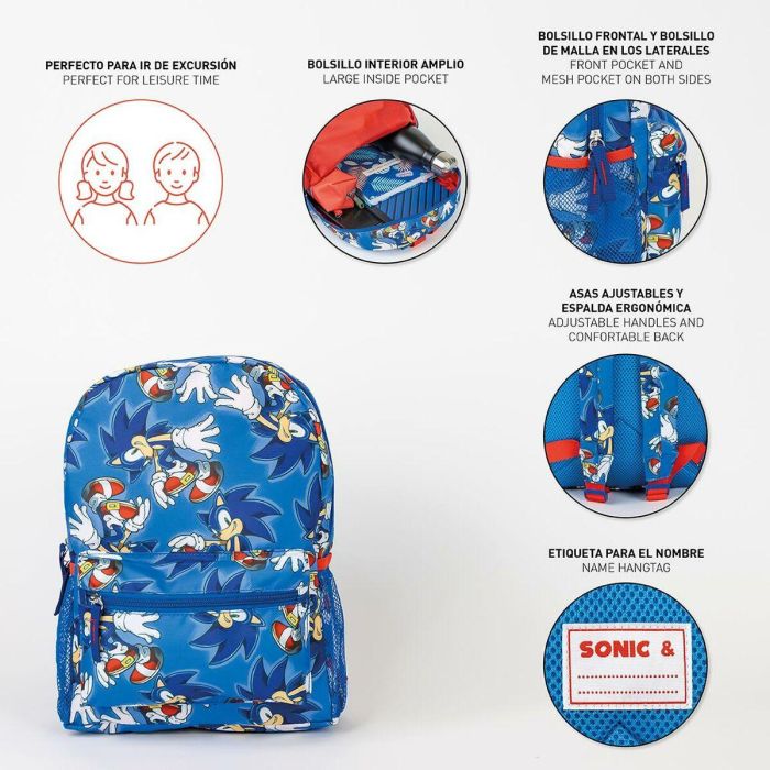 Mochila Infantil Sonic Azul 23 x 33 x 9 cm 4 Mochila Infantil Sonic Azul 23 x 33 x 9 cm 4