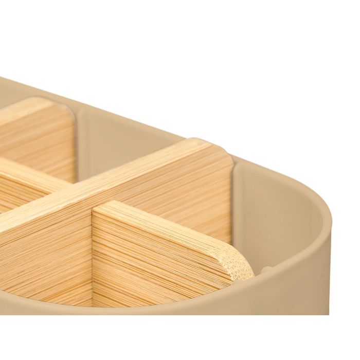 Organizador Plastico Bambu 5 Huecos Beige Berilo 17x10x8cm (Set de 24) 2