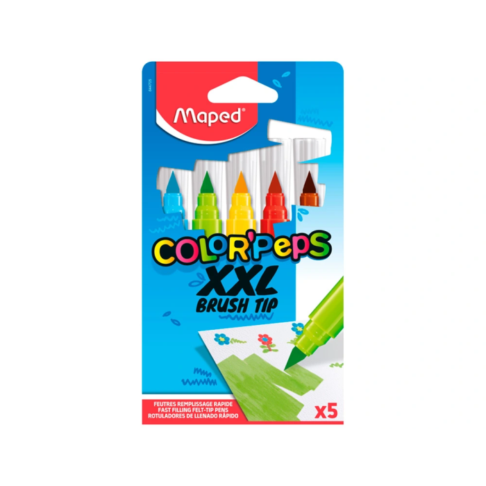 Maped Rotulador Color Peps Jumbo Punta Pincel Caja de 5 Colores Surtidos 1