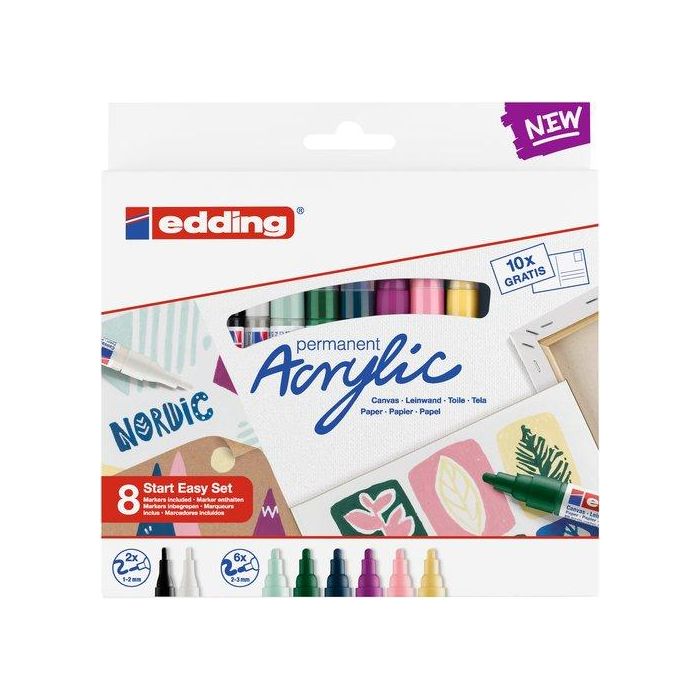 Marcador Acrylic Edding Surtido Estuche De 8