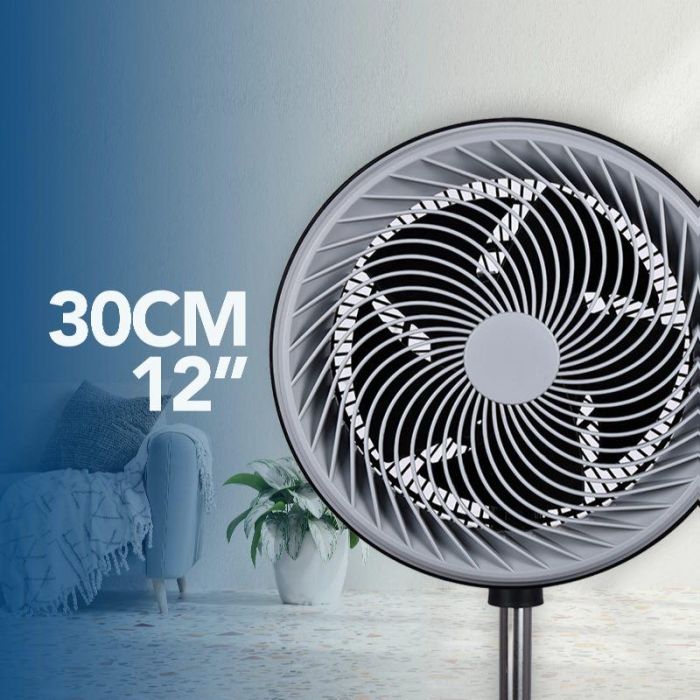 DAEWOO Ventilador de Torre 90W Alta Velocidad, 12 Pulgadas / 30 cm, Base Redonda, Negro