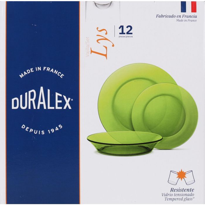 Duralex Vajilla 12 Piezas Verde Colección Lys (2 Unidades) 1
