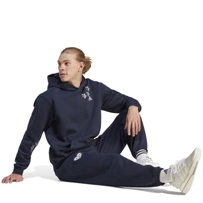 Sudadera con Capucha Hombre Adidas Bl Fl Hd Q3 Fl Azul Azul marino 2