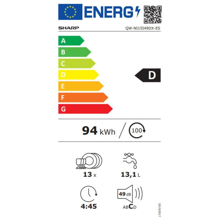 Lavavajillas Sharp QWNI15I49DXES Integrable 1 Lavavajillas Sharp QWNI15I49DXES Integrable 1