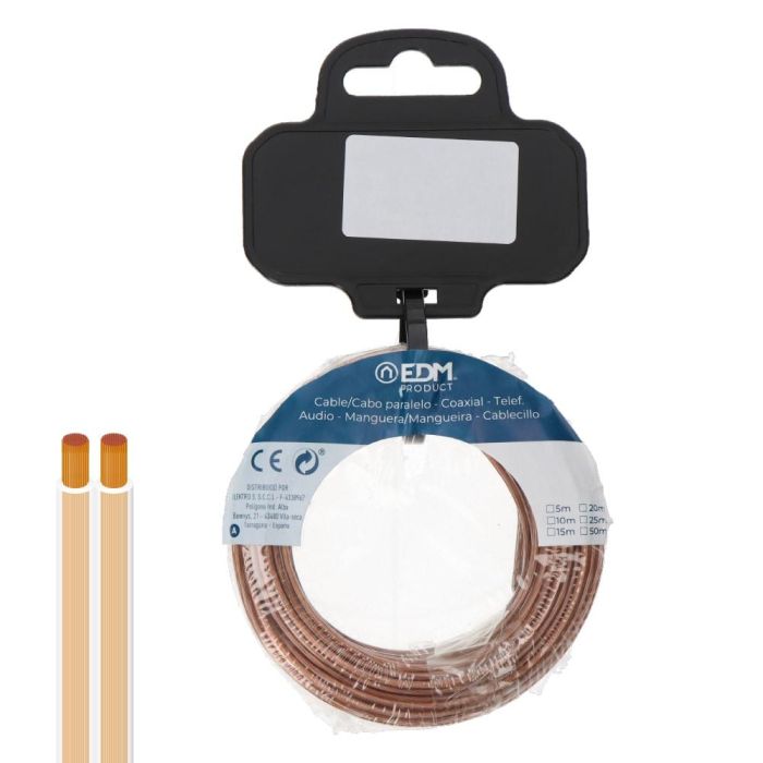Edm Cable paralelo 2x0,75mm² transparente 10m para audio y video 0 Edm Cable paralelo 2x0,75mm² transparente 10m para audio y video 0