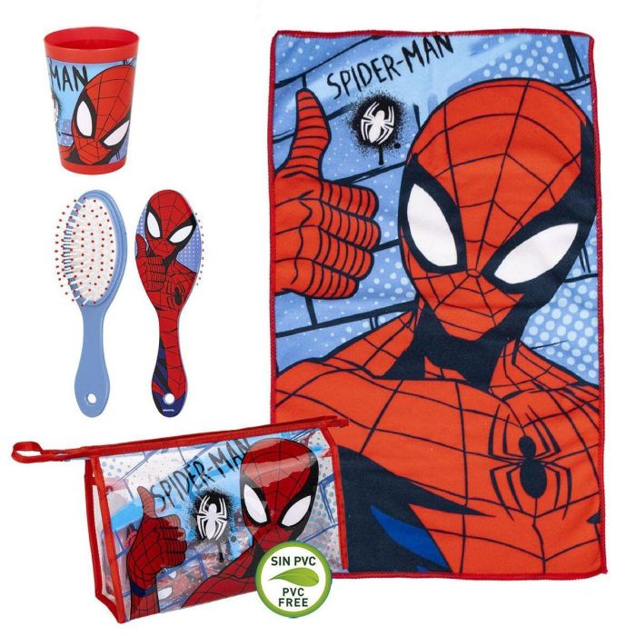 Set de Aseo Infantil para Viaje Spider-Man 4 Piezas Rojo 23 x 15 x 8 cm 4