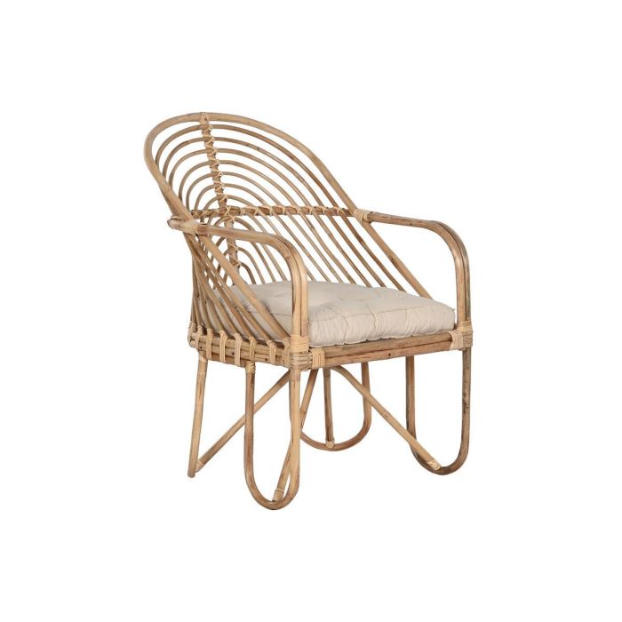 DKD Home Decor Silla Tropical Balinesa de Ratán y Bambú Natural Beige - 87 cm Alto, 61 cm Largo, 58 cm Ancho, Asiento 45 cm