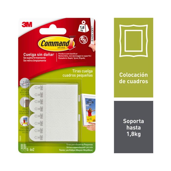 3M Command Blister Tiras Adhesivas Pequeñas para Cuadros Hasta 1,8kg 7100127222 1 3M Command Blister Tiras Adhesivas Pequeñas para Cuadros Hasta 1,8kg 7100127222 1