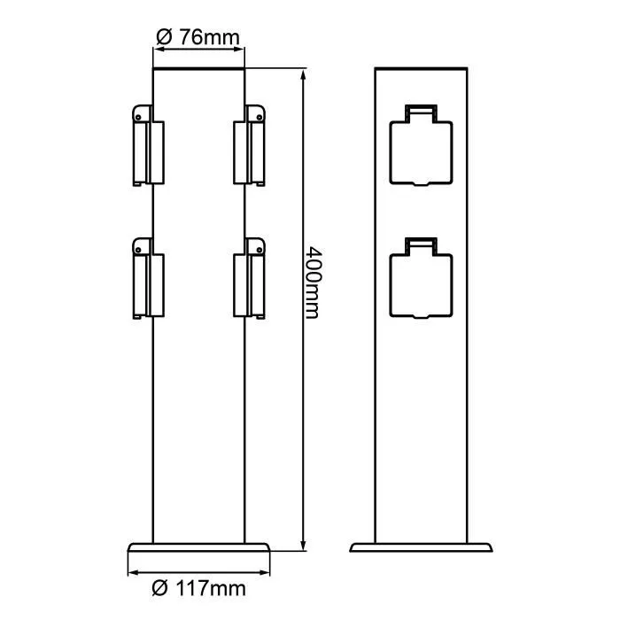 Brilliant DODY Bolardo con 4 enchufes color negro metal/plástico E27 LED IP44 1 Brilliant DODY Bolardo con 4 enchufes color negro metal/plástico E27 LED IP44 1