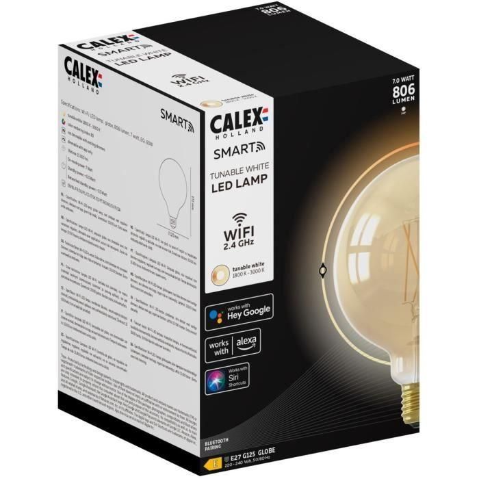 Bombillas conectadas Calex LED Filamento conectado Globo ámbar G125 E27 1