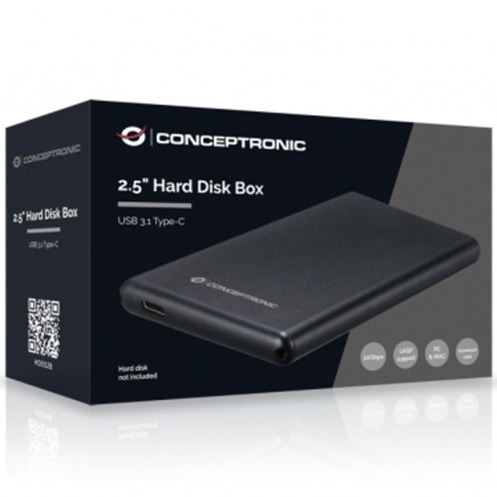 Conceptronic Carcasa para Disco Duro de 2.5 Pulgadas USB 3.1 Tipo-C SATA 10 Gbps 1