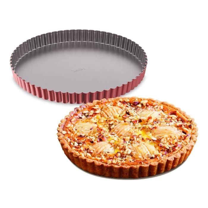 TEFAL Molde para pastel Delibake en acero - Ø 30 cm - Rojo y gris - Fondo desmontable