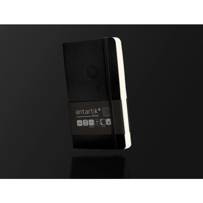 Antartik Cuaderno A6 Tapa Blanda Cuadriculado Negro 100 Hojas 80 gr FSC 9