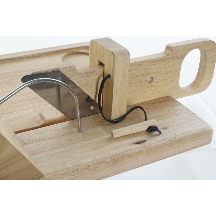 DKD Home Decor Cortador de Embutido Básico Natural Rubberwood Inox 29 x 10 x 29 cm 2