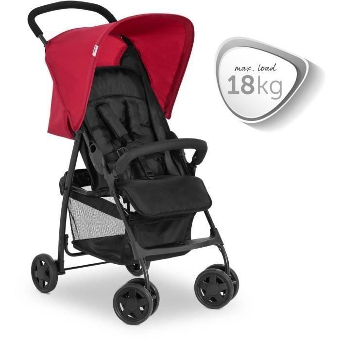 Hauck Cochecito de Caña Sport, Plegable y Reclinable para Viaje, Ligero, Acolchado, con Arnés 5 Puntos, Rojo 1