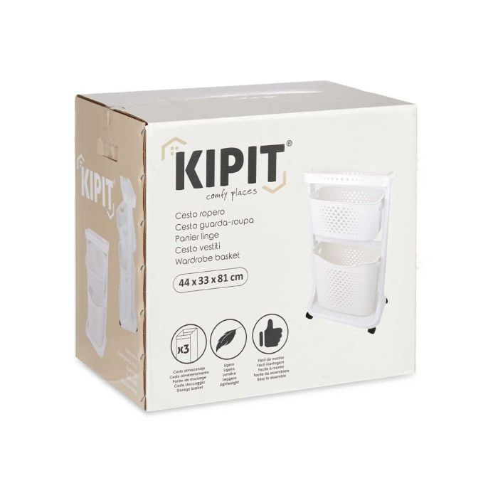 Kipit Ropero Plástico 2 Alturas con Ruedas Blanco 33x84x43cm 2