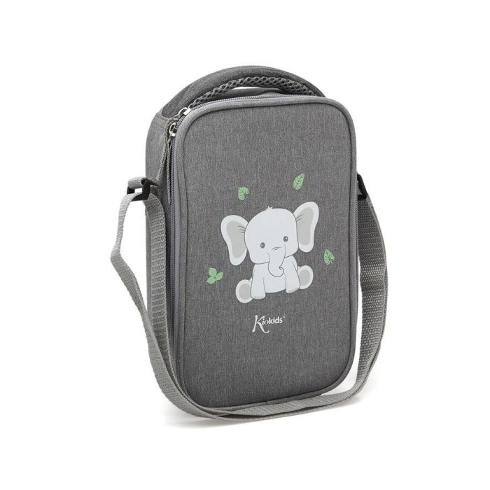 KioKids Dolci Amici Bolsa Térmica Elefante Gris Conserva Calor y Frío 2.5L para Niños +0 Meses 2