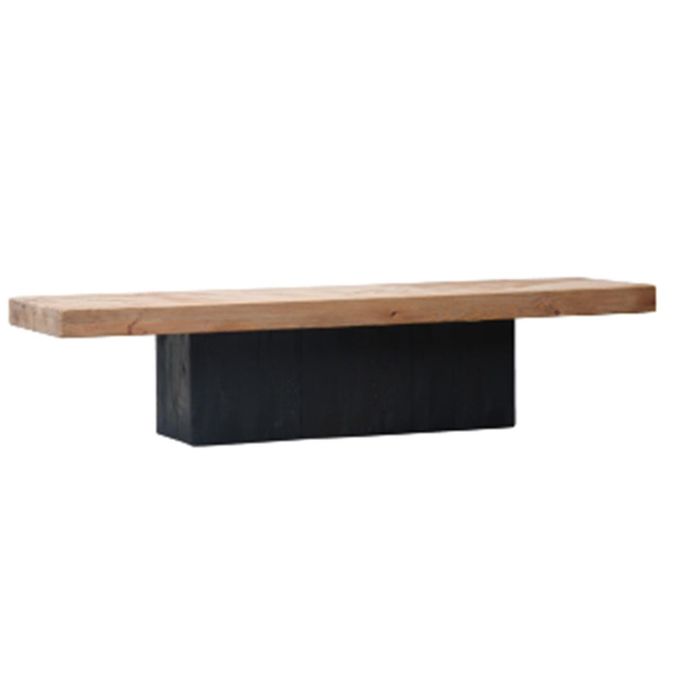 DKD Home Decor Mueble TV Alpino Madera Reciclada Pino Natural Negro 180x48x40 cm Hecho a Mano