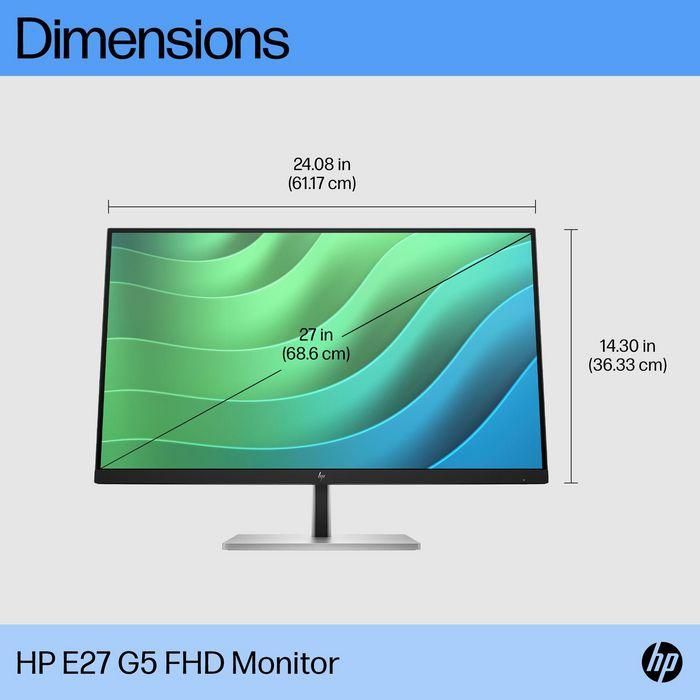 HP Monitor E27 G5 27'' (68,6cm) IPS Full HD 1920x1080 HDMI DP con Pivote 12