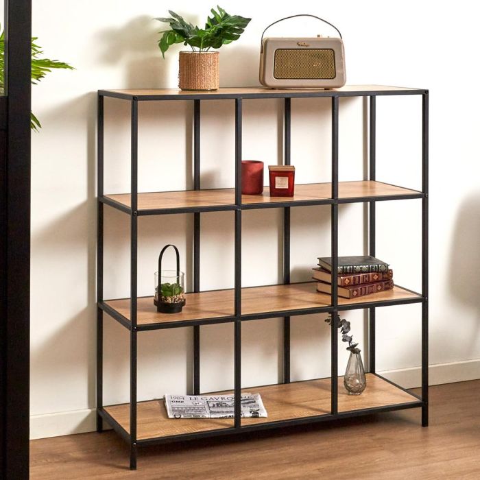 Home Deco Factory Estantería Loka de 9 compartimentos, madera MDF y hierro, 99x32x105.5 cm 1