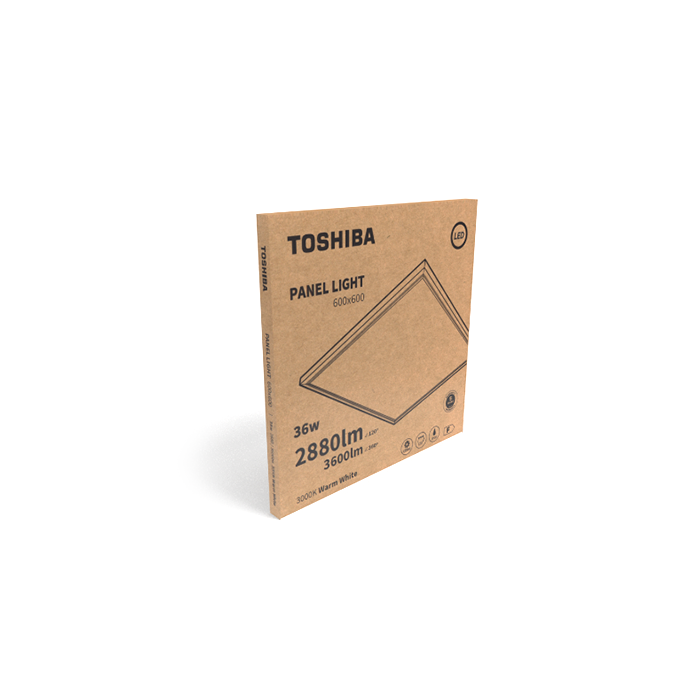TOSHIBA 387601 Panel LED Cuadrado 60x60 cm, 36W, 6500K Luz Blanca Fría, Iluminación Interior