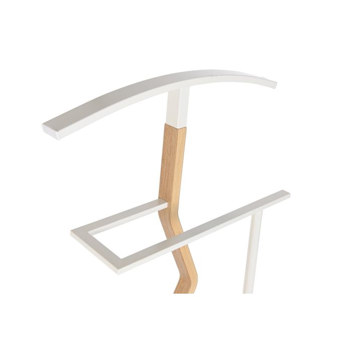 DKD Home Decor Galán Moderno de Ropa y Accesorios para Dormitorio, Acero y Madera, Blanco Natural, 48 cm Ancho x 20 cm Fondo x 106.5 cm Alto 1