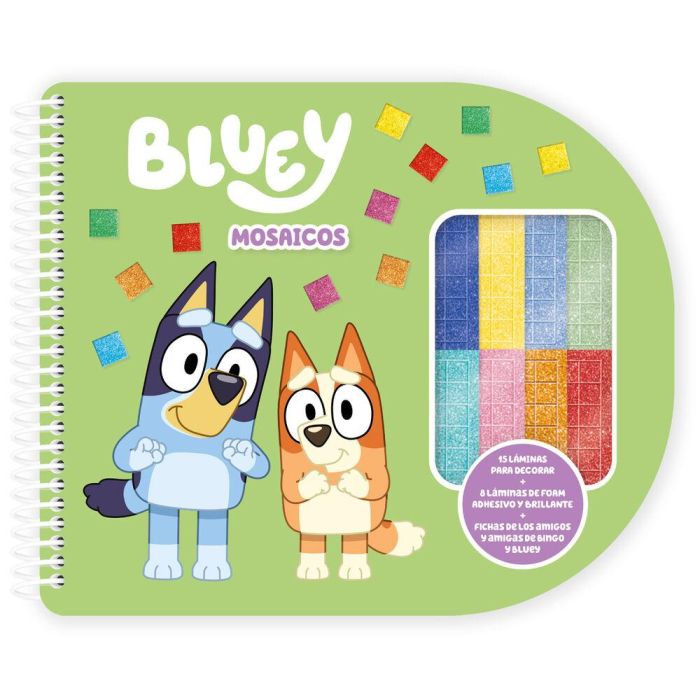 MOOSE Libreta Mosaicos Bluey con Foam Adhesivo Brillante, 16 Páginas - 21x15cm