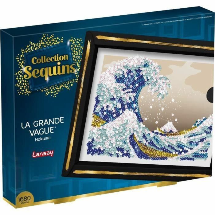 Kit de ocio creativo - LANSAY - Colección Lentejuelas - La Gran Ola - Hokusai - Edad 14