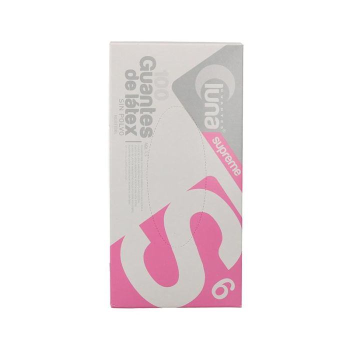 Luna Guantes de Látex Blanco Crema sin Polvo - 100 Unidades