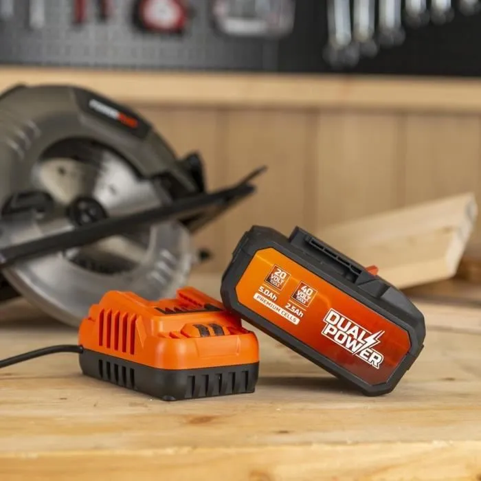 Dual Power POWDP90640 Batería y Cargador 2.5Ah/5.0Ah 2x20V Herramientas de Bricolaje Inalámbricas 3