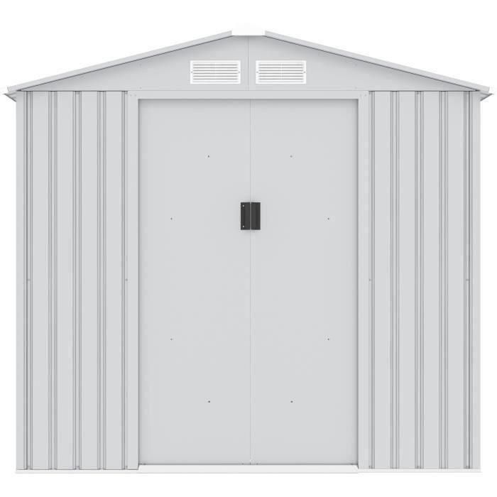 Caseta de jardín de metal 2,71 m² - 213 x 127 x 195 cm - Kit de anclaje incluido - Gris 2