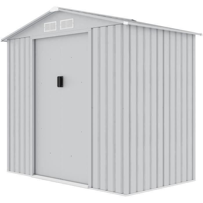 Caseta de jardín de metal 2,71 m² - 213 x 127 x 195 cm - Kit de anclaje incluido - Gris 5