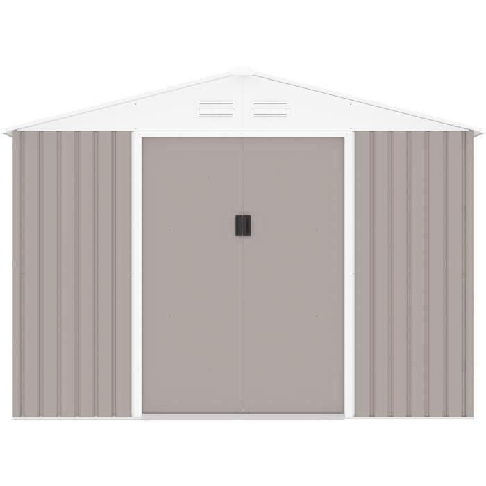 Caseta de jardín de acero 5,29 m² - Kit de anclaje incluido - Taupe